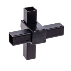 90° Kruisstuk - vierkant zwart (25mm)