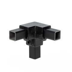 Drieweg Kniestuk 90° - vierkant zwart (25mm)
