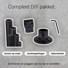 Kledingrek Tours | Zwart 26.9 mm | Vloer/Wand | DIY