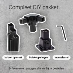 Kledingrek Lyon | Vierkant Zwart 25x25 mm | Staand | DIY