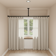 Gordijnroede Mendoza | Aluminium Zwart 33.7 mm | Wand/Plafond | DIY