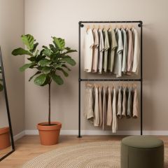 Kledingrek Trappes | Zwart 26.9 mm | Vloer/Wand | DIY